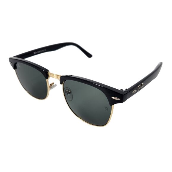 Ray-Ban CLUBMASTER CLASSIC 3016 Polished Black on Gold, Polarized - Picture 1 of 8